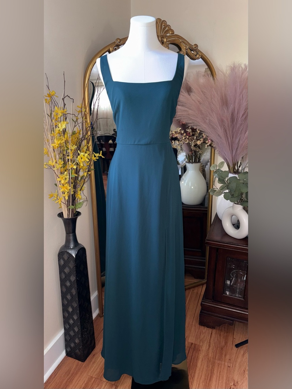 Lulus Sleeveless Teal Square-Neck Maxi Dress NWT Large - Picture 6 of 11